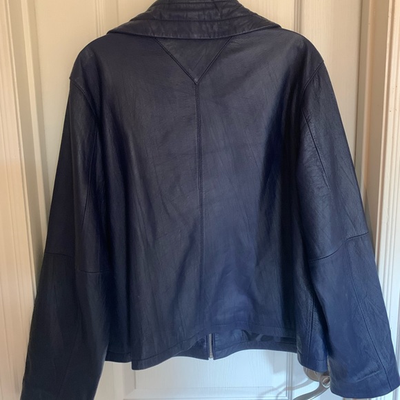 Chico’s navy blue leather jacket - Picture 2 of 3